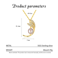 Collier en argent sterling S925 avec pendentif feuille et perle d'eau douce de 9-9,5 mm, vente en gros pour l'exportation, cadeau