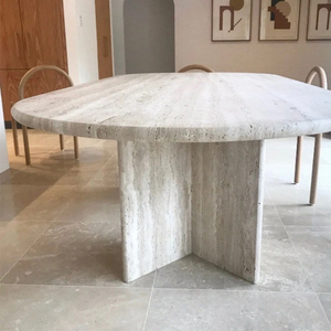 <span class=keywords><strong>Table</strong></span> de Salle à Manger Luxueuse en Travertin Naturel, <span class=keywords><strong>Table</strong></span> de Négociation Rectangulaire Moderne et Simple en Travertin - Product Image 3