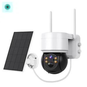 Kamera Ip Wifi, Solar Panel Bertenaga Kartu Sim Luar Ruangan 2mp 1080P Pengawasan Penglihatan Malam Cctv Pir Surya Ptz Kamera Dome Kecepatan 4G