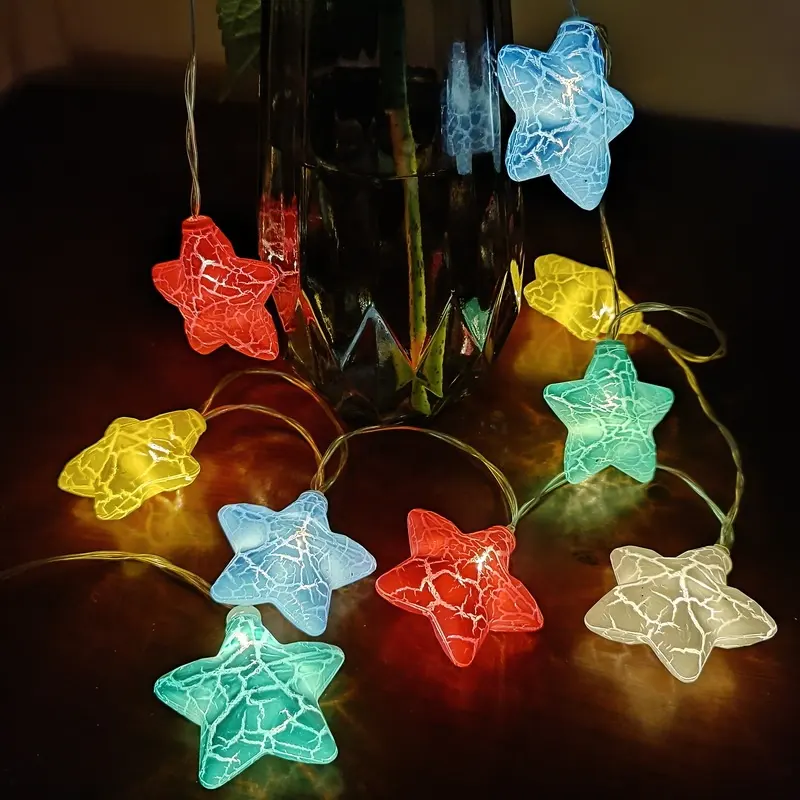 Wholesale Personalized Mini Christmas Led Star Light 1.5m 10 Led Colorful Cracked Stars Kids Room Night Decorative Led Lights