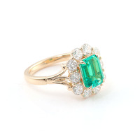 Bague de luxe personnalisée en or jaune 14 carats avec émeraude de laboratoire de 2,5 carats et diamant moissanite, bijoux pour femmes, nouveauté 2022