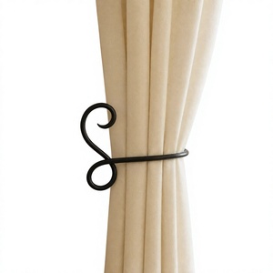 Industrial Curved Black Metal <b>Curtain</b> <b>Holdbacks</b> Traditional Style Durable Window Decor Accessories Handmade Tie Backs - Product Image 1