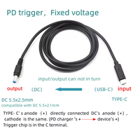 Tip-C - DC5525 Erkek Şarj Adaptörü 9V 12V 15V 20V PD100W Güç Şarj Kablosu E-Marker Çipli 5.5x2.5mm Hoparlör CCTV Kamera için