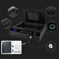 Caja Fuerte para Pistola con 3 Métodos de Desbloqueo: Huella Dactilar, Código y Llave, Acceso Rápido, Antirrobo, Tapa Abatible, Acero, Almacenamiento para Hogar, Mesita de Noche, Auto, Directo de Fábrica