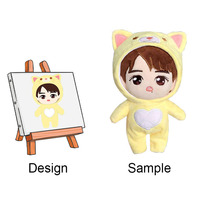 Vente en gros de poupées de forme humaine portant un chapeau Jouets en peluche personnalisés de dessin pour enfants Peluches pour enfants