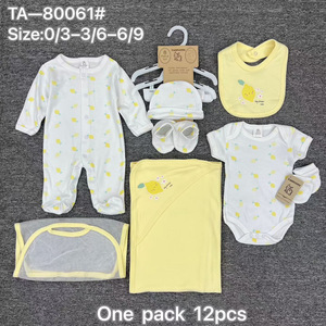 Coffret Cadeau Naissance en Coton pour Bébé, Vente en Gros pour l'Exportation, Ensemble 8 Pièces : Grenouillères, Langes et Couvertures d'Emmaillotage - Product Image 4