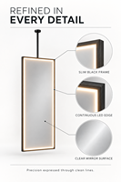 Kingstin Miroir suspendu en acier inoxydable pour salle de bain, cadre personnalisable, 3 couleurs de lumière, antibuée, moderne