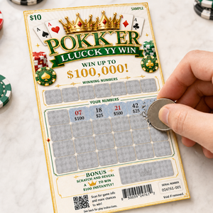 Custom Die Cut Poker Theme Security Printing Scratch Off Cards Lucky Game Lottery Ticket With Barcode Serial Number - Product Image 2