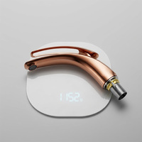 Robinet Mitigeur Monocommande Moderne pour Lavabo, Finition Laiton Brossé Or Rose, à Poser sur Plan - Robinet Lavabo