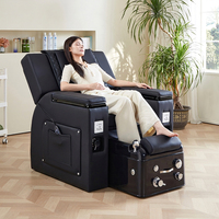 Fauteuil de Pédicure Spa Luxe Noir Réglable et Inclinable avec Massage Électrique et Bain de Pieds à Hydromassage pour Salon de Manucure