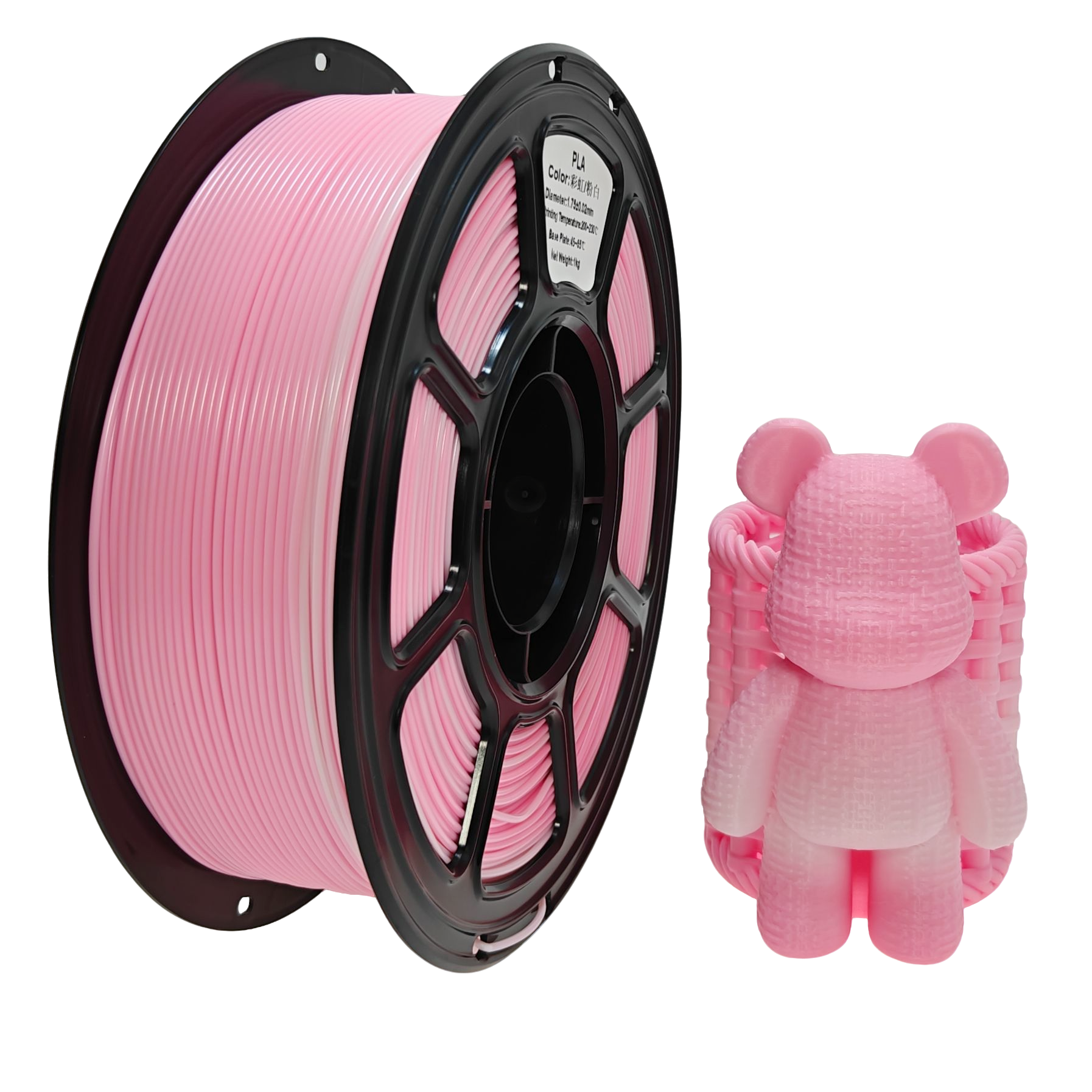 Pla transparent arc-en-ciel rose blanc
