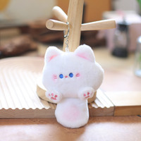 Tendance mignon petit chat en peluche porte-clés doux coton pendentif poupée sac accessoire