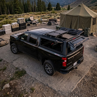 Auvent de camionnette en aluminium à profil bas avec panneaux relevables sur quatre côtés et porte-bagages pour Chevrolet Silverado 1500 2019+