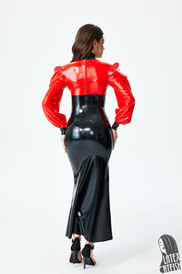 Costume da cena lungo in lattice da donna con maniche a sbuffo per adulti - Product Image 5