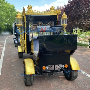 Black and Golden Horseless Electric Funeral Special Transportation Funeral Hearse Carriage Coffin Car Hearse for Sale - Product Image 5
