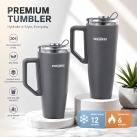 2 Bouteilles d'eau isothermes en acier inoxydable 18/8 sans BPA avec poignée et paille rétractable en Tritan pour le voyage