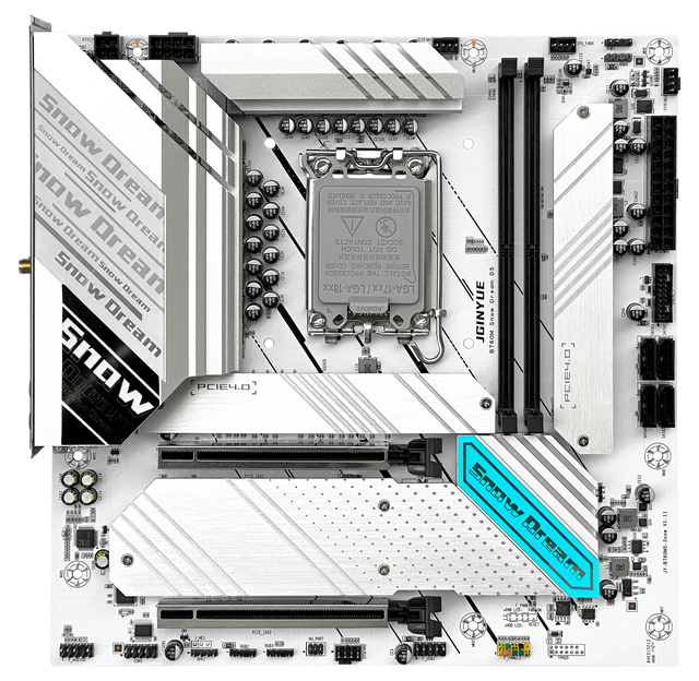 JGINYUE B760M-Snow Dream ATX Motherboard LGA 1700 Supports Intel Core I3/i5/i7/i9 12th/13th Gen Dual Channel DDR4 Memory New