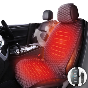 Fundas de asiento de coche de terciopelo con calefacción eléctrica Premium, diseño de panal de lujo, negro y <span class=keywords><strong>gris</strong></span> para Prius Sienna Camry Altima - Product Image 5