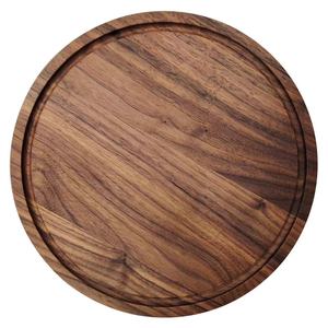 Round Acacia Wood Cutting Board Solid Wood With Grooves For <b>Steak</b> And Fries Serving <b>Plate</b> - Product Image 1