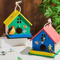 Lot de 2 kits de nichoirs à oiseaux DIY pour enfants, nichoir en bois avec bandes de peinture et pinceaux