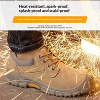 Chaussures de sécurité pour hommes, résistantes aux chocs, anti-perforation, avec embout en acier, légères, sûres, résistantes à la chaleur, bottes de soudage en daim, cuir de vache, PU