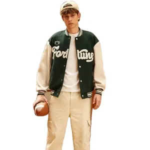 KY Men Letter Embroidery Two Tone High School Baseball Varsity Jacket Men Letter Jackets