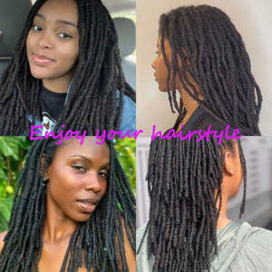 Noir Naturel Extensions De Dreadlocks Cabello humano Inter Locs Extensiones para Caribe y <span class=keywords><strong>Rasta</strong></span> - Product Image 6
