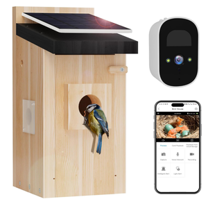 Mangeoire à oiseaux en bois écologique avec caméra solaire intégrée, artisanat en bois - Product Image 2