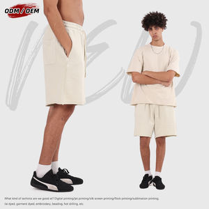 Shorts de sport pour hommes, lavage à l'acide personnalisé, 100% coton, ourlet brut, tissu molletonné français, vêtements décontractés pour hommes - Product Image 4