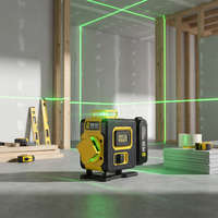 Niveau laser vert YaJin 4D 16 lignes, auto-nivelant, haute précision, 360° horizontal et vertical, outils de mesure laser à lignes croisées