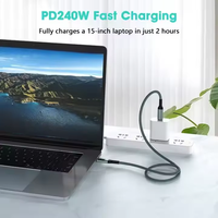 Cable de Datos USB Tipo-C a Tipo-C de 1 Metro, 40Gbps, 240W, 8K, 60Hz, Carga Rápida PD, Cobre Puro, Trenzado de Nailon, para Cámara y Teléfono Móvil