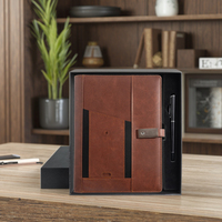 Journal de charge sans fil en cuir PU imprimé UV avec logo personnalisé Batterie externe Nouveauté Coffret de cadeaux d'affaires pour événements Cadeau de marque