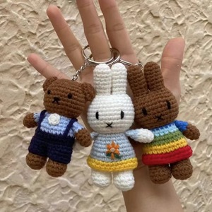 Keychain Plush Toys Rabbit and Bear Animal Kawaii Plush Anime Keychain Pendant Cute Cartoon Plush Keychain for Handbags and Car