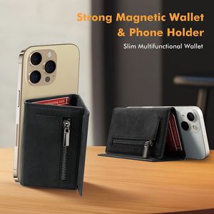 CASEKEY New Patent Slim Minimalist PU Vintage Leather Credit <b>Card</b> & ID <b>Card</b> <b>Wallet</b> Logo-Free Magnetic Trifold Mobile Phone Case - Product Image 2