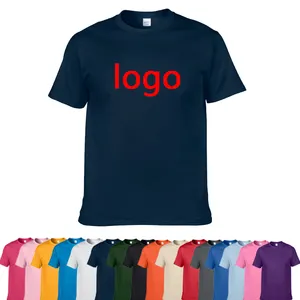 Kaus Katun 100% Kualitas Tinggi Pria Kerah Bulat Cetak Khusus Organik Promosi Ukuran Ekstra Besar