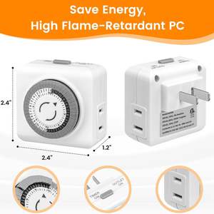 Prise de minuterie américaine 24 heures Prise de minuterie intérieure enfichable et minuterie programmable pour lampes et lumières pour prises électriques - Product Image 4