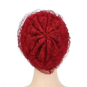 Yiwu Muqian Trading Firm Nouveau design avancé Voile-chapeau perlé et orné de diamants, Voile de dentelle pour foulard musulman - Product Image 2