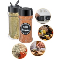 Organisateur de cuisine, boîte à épices, flacon à épices avec couvercle noir en plastique, 100 ml, pot à épices, flacon à poivre