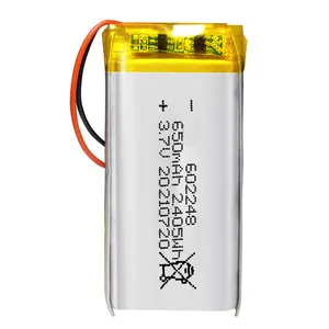 UL1642 को मंजूरी दी डीटीपी 602248 3.7v 650mAh लिथियम आयन बैटरी लाइपो बैटरी के लिए ली आयन फ्लैट लिथियम बहुलक बैटरी स्पीकर खिलौना