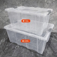 Grande Boîte de Rangement en Plastique avec Couvercle Renforcé, Bac de Stockage Industriel Portable pour Outils de Voiture et Équipement de Camping