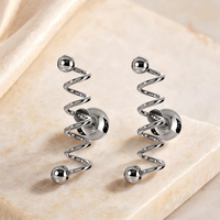 Pendientes de Acero Quirúrgico 316L con Diseño de Onda Zig Zag, en Oro, Plata y Negro, con Cierre de Rosca, Resistentes al Agua, para Piercing de Hélice y Tragus