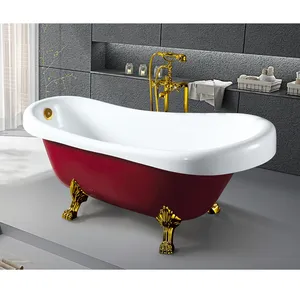 hotel wholesale soaking french clawfoot bathtub red