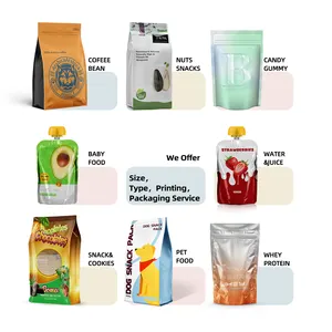 Custom Printed Biodegradable Stand Up Zip Lock Kraft Paper Pouch Bag For Food Packaging