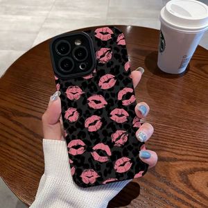Lady <span class=keywords><strong>Kiss</strong></span> Lips Print Design Black TPU Funda de teléfono a prueba de golpes para iPhone 16 15 14 Pro Max 13 12 11 XS 8 Funda suave - Product Image 1