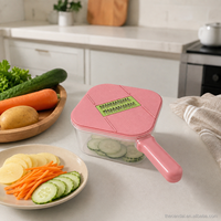 Trancheuse manuelle carrée pour légumes, 3 lames interchangeables, PP, ABS, acier inoxydable, manivelle manuelle, coupe-légumes de cuisine