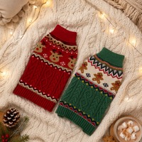 Pull de Noël en coton de luxe pour chien, vêtements tricotés d'hiver pour petits chiens, tenue de chiot imprimée Noël, vente en gros