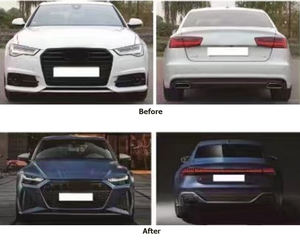 Kit de carrosserie plus large pour <span class=keywords><strong>A6</strong></span> 2015y à RS7 2023y, matériau PP, pare-chocs avant, pare-chocs arrière, jupe latérale, calandre, capot, pièces de carrosserie large - Product Image 5