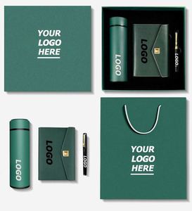 Cadeaux d'entreprise personnalisés avec logo, ensemble de bureau élégant comprenant une bouteille isotherme, un carnet de haute qualité et un stylo élégant - Product Image 2