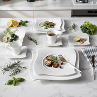 Assiette en porcelaine blanche PITO, service de table de luxe en porcelaine blanche, vaisselle en céramique pour hôtel et restaurant