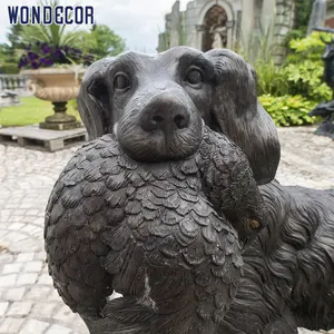 Garden Statue Sculpture Modern Outdoor Garden Decoration Metal Animal Bronze Hunting Dog Statue Sculpture